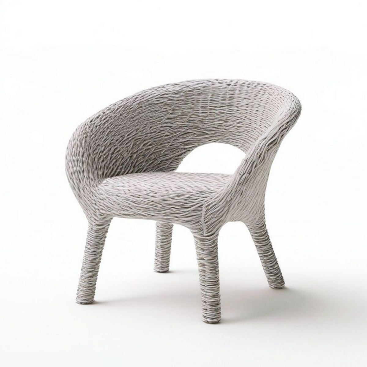 Runder Polyrattan-Gartenstuhl Grau, 75 x 65 x 80 cm