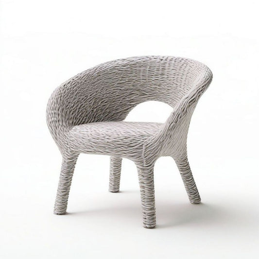 Runder Polyrattan-Gartenstuhl Grau, 75 x 65 x 80 cm