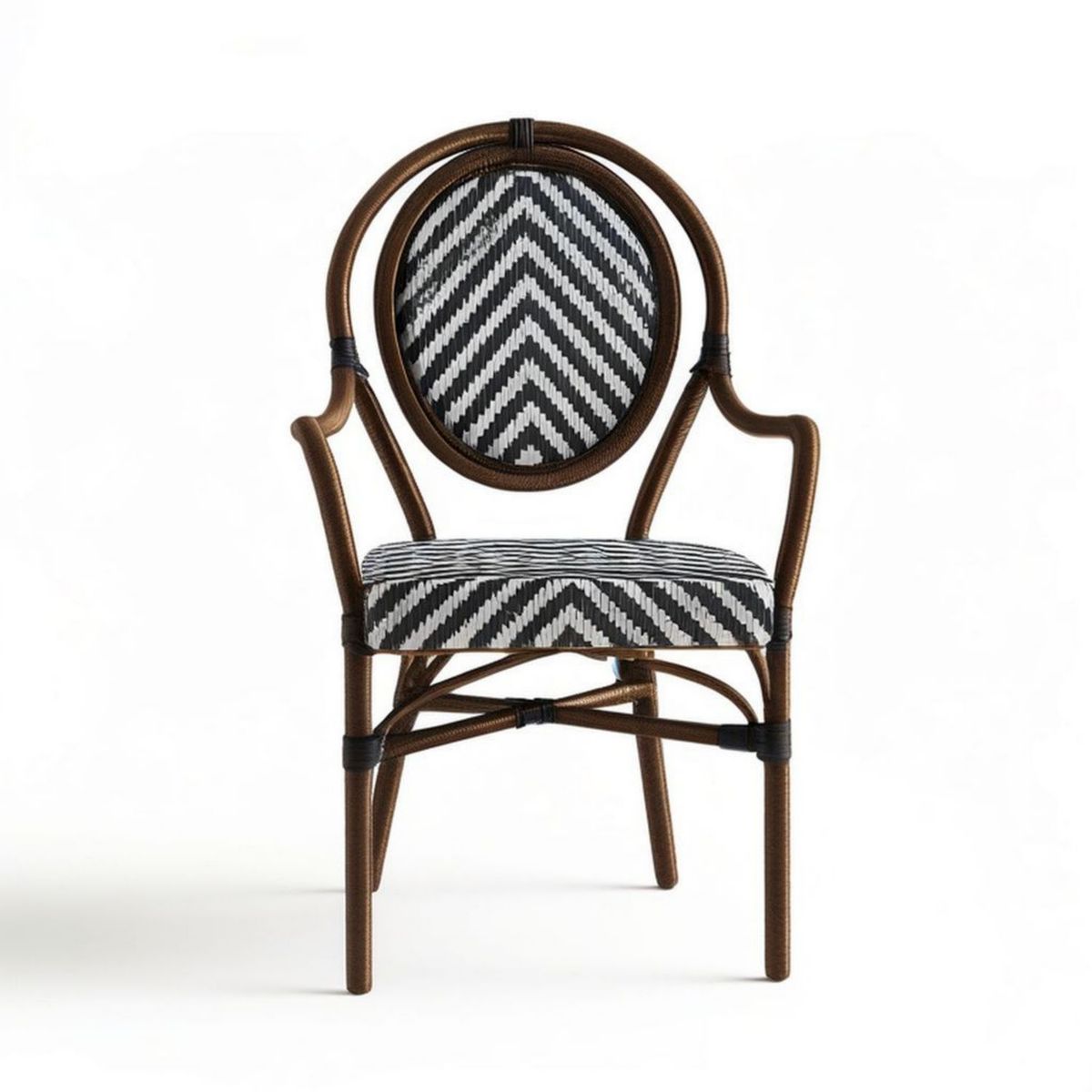 Bistrostuhl aus Aluminium und PE-Rattan, Braun/Schwarz/Weiss, 56 x 60 x 89 cm